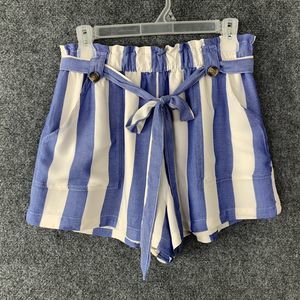 American Eagle Beachy Striped Shorts W/  Belt Women M Viscose Lined